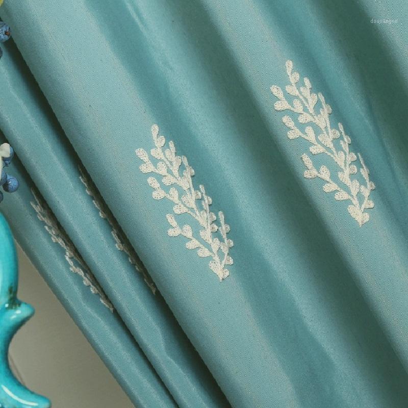 

American Country Sapling Curtains for Living Room Dining Room Bedroom Embroidered Cotton Curtains Window Yarn1, Tulle