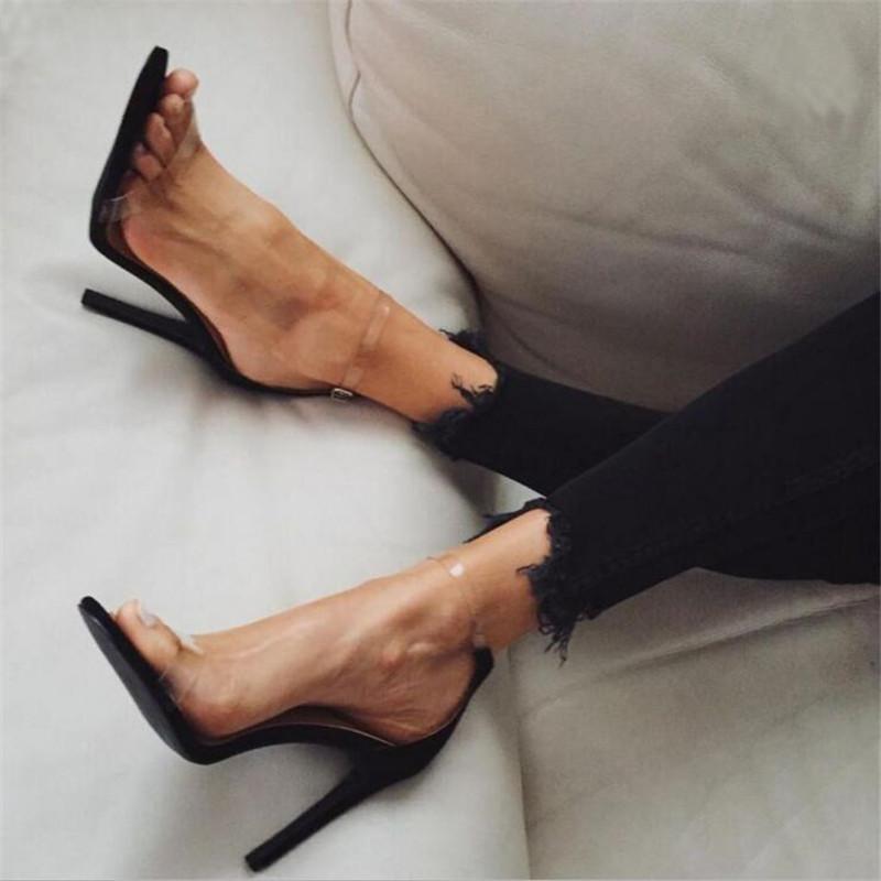 

Classic Sandals Women Shoes Extreme High Heels PVC Jelly Transparent Shoes Clear Peep Toe Pumps Ladies Stiletto Sandale Femme, As pic