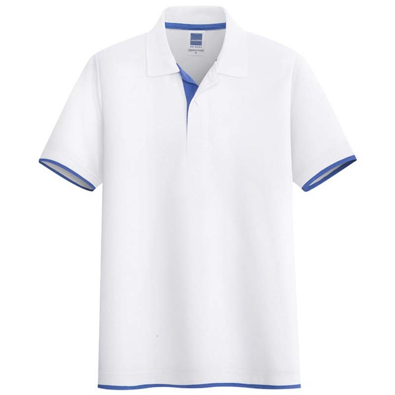 

2021 New Brand Summer Matching Striped Polo Shirt Short-sleeved Lapel Breathable Solid Color Casual Men Clothing 6w2p, 1polo-2zangqingbai