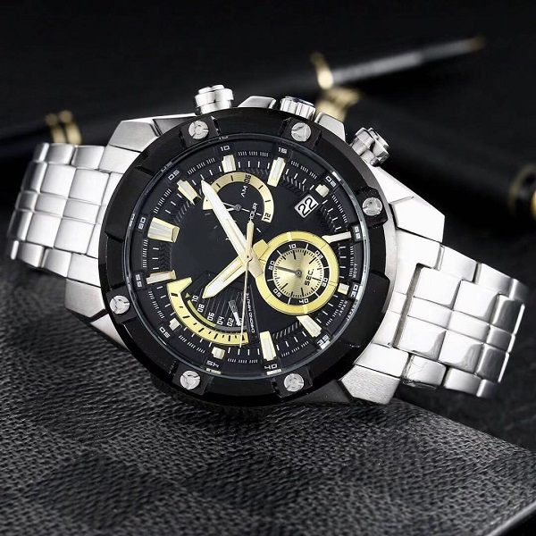 

Hot selling iced out watch casual sports men's watch steel band quartz watch all hands can work
