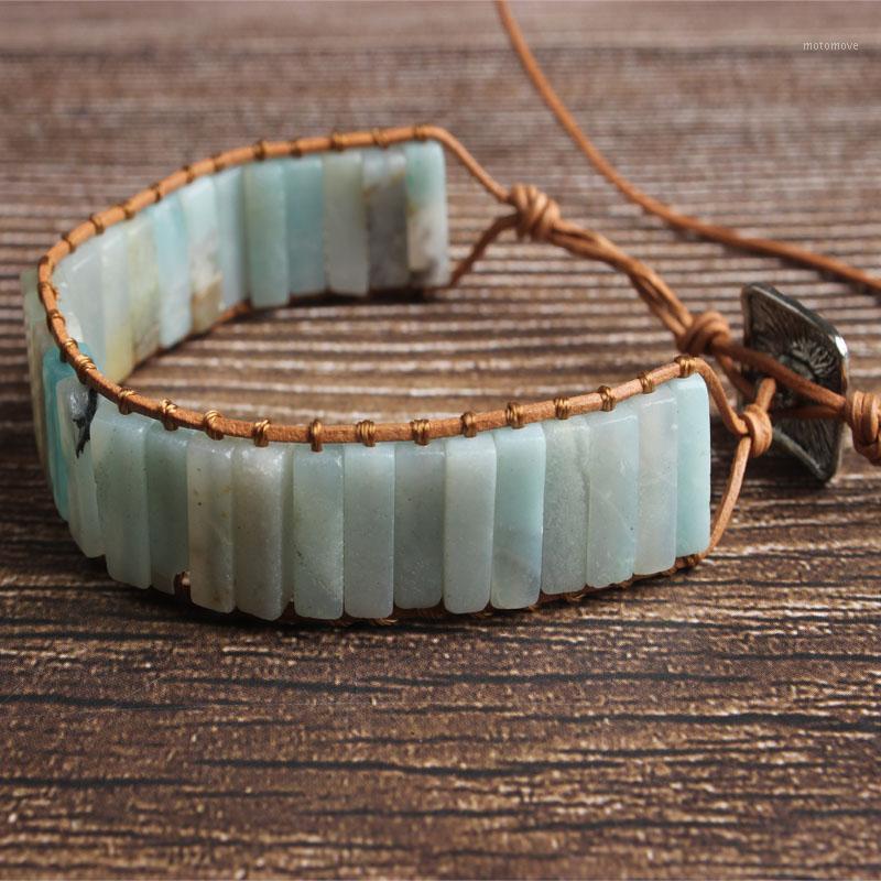 

LanLi natural Jewelry cuboid Amazon stone knit bracelet Men and women fashion Exquisite accessories and amulet1