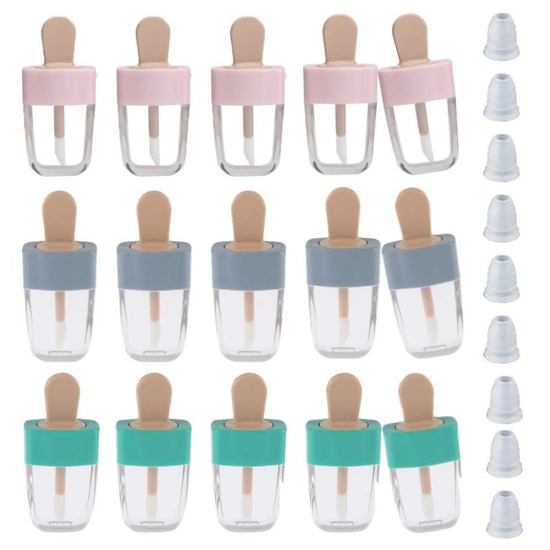 

5/10pcs Mini Ice Cream Shape Lip Gloss Tube DIY Lip Gloss Liquid Lipstick Empty Refillable Bottle Cosmetic Container Makeup Tool