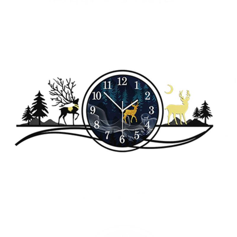 

Multicolor Auror Deer Large Wall Clock Modern Design Living Room Home Decoration Wall Decor For Room Decorative Watch Clock