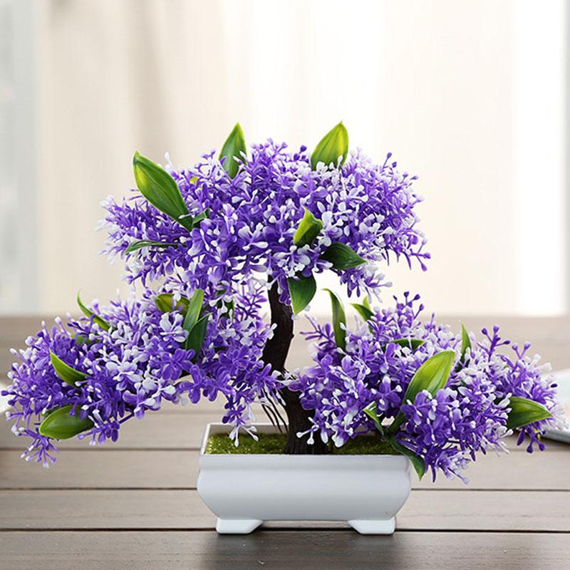 

All New Fashion 5 Colors Plastic Artificial Tree Flower Bonsai Trees Plant Pot Culture For Office Home Living Room Decoration, Orange