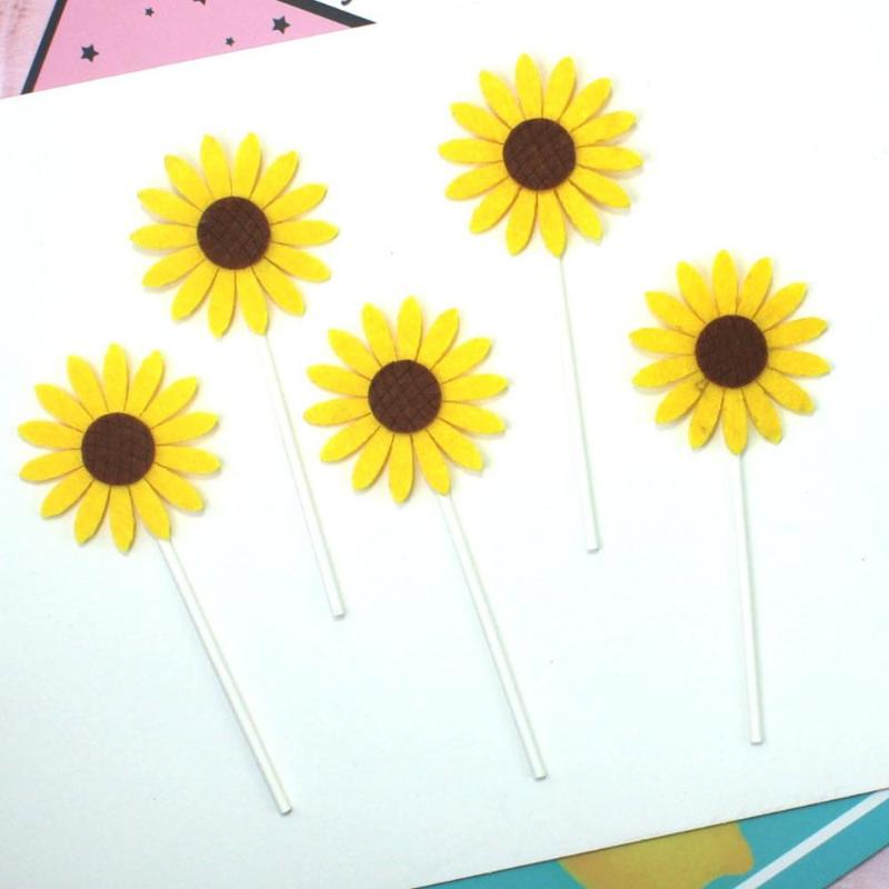 

5pcs/lot Colorful Sun flower Cake Cupcake Toppers Picks Kid's Birthday Party Decorations Party Supplies Children Gifts Favors