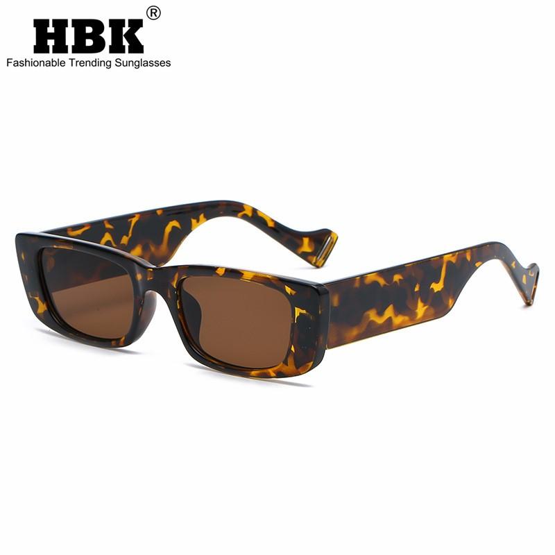

HBK Vintage Square Sunglasses Women Men 2021 New Arrivals Leopard Design Small Shades Rectangle Driving Eyewear