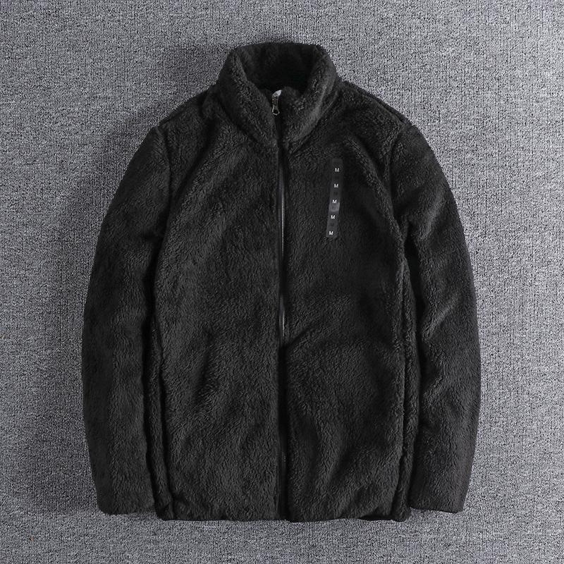 

2021 Winter warm fleece men's coat is versatile, fashion collar jacket can be worn by men and women outerwear coat 0807, Black
