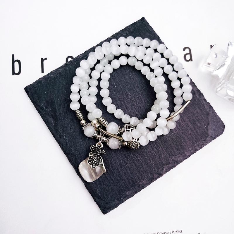 

Bohemian Natural Stone Crystal Charm Silver Plated Bracelets & Bangles for Women Beads Handmade Charm Bracelet Sets Jewelry B38