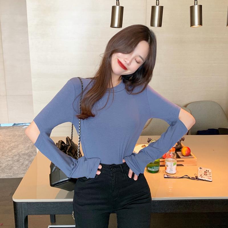 

Fashion Women Sweaters 2020 Autumn Tops Korean Hole Slim Women Pullover Bodycon Clothes Lady Soft Warm Long Sleeve Thin Sweater, Black