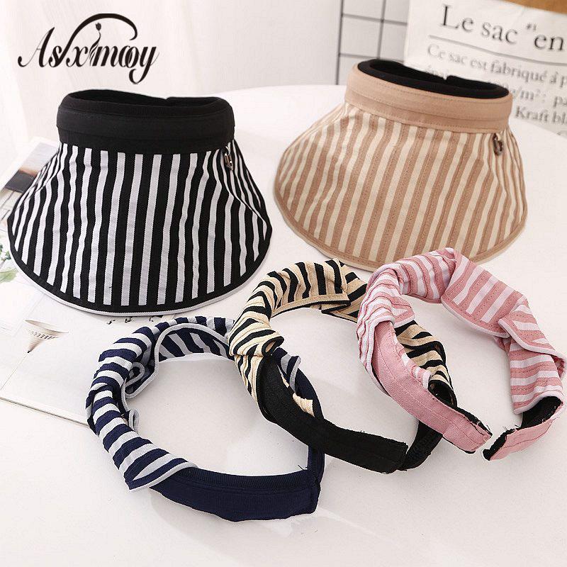 

Summer Sun Hats For Women Men Striped Cute Wide Brim Bucket Hat Empty Top Bob Femme Foldable Outdoor Beach Caps Panama Hats 2020, Khaki beige