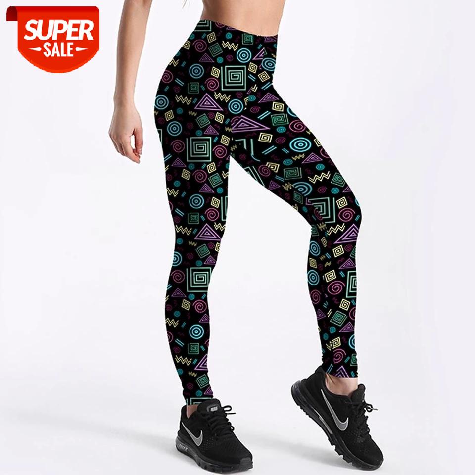 

Qickitout New Sport Black Workout Push Up Leggings Fashion Polygon Geometry Print For Women Plus Size #5e90, Black;white