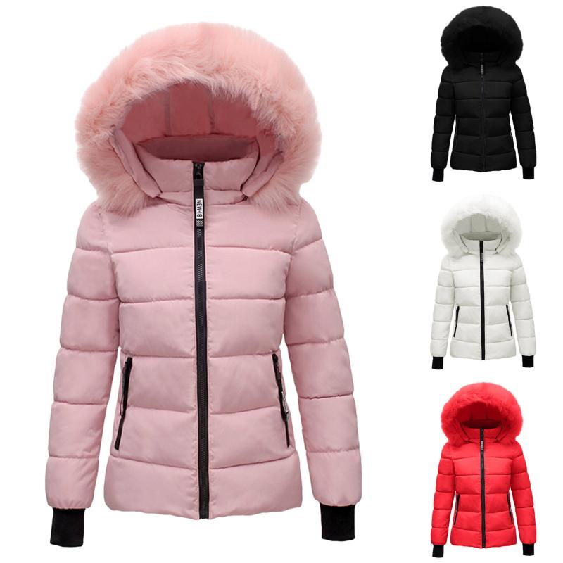 

Women Winter Plus Size Solid Color Down Coat Long Sleeve Zipper Pocket Overcoat Jackets for Women Jacket jacket, Red