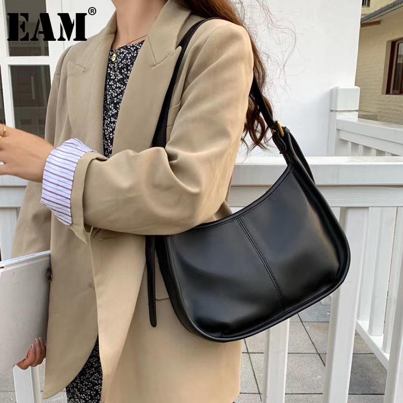 

[EAM] Women New Brief High Quality Soft Small PU Leather Personality All-match Crossbody Shoulder Bag Fashion Tide 2021 18A1414, Black