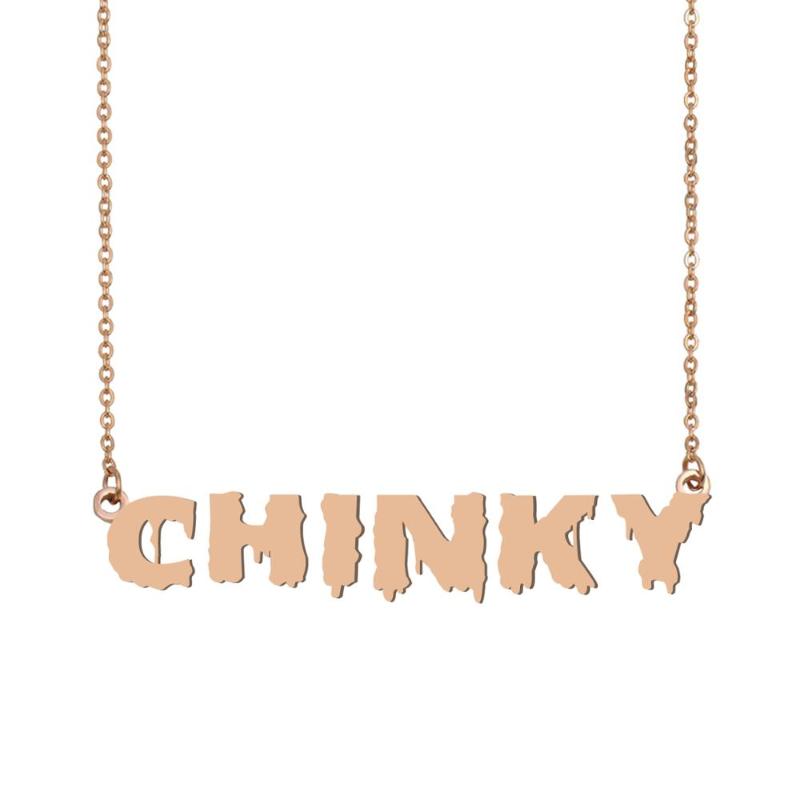 

Chinky Name Necklace , Cool Bloody Art Name Necklace for Halloween and Santa's Day Jewelry Gift for Kids Boys Girls