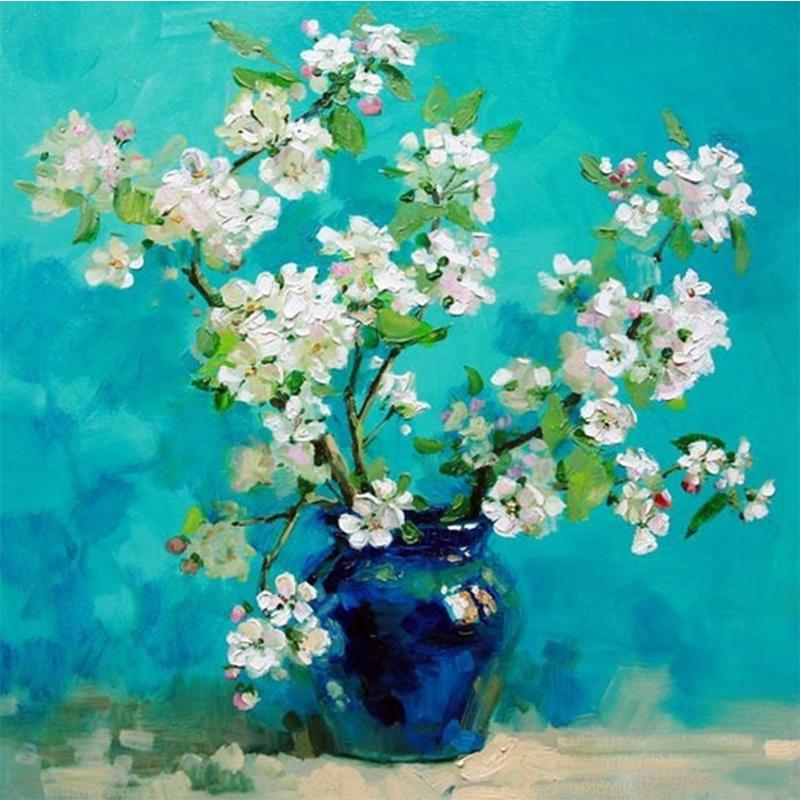 

Paintings Gogh Famous Painting "Apricot Flowers"5D DIY Diamond Flowers Embroidery Rhinestones Mosaic Decor