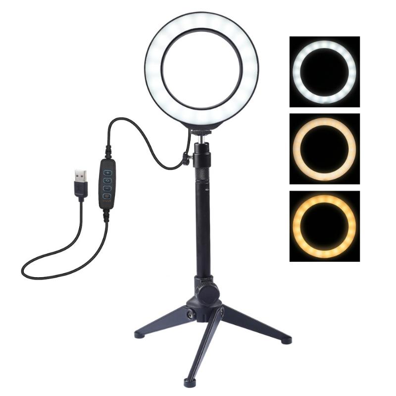 

Dimmable LED Selfie Ring Light Photography Fill Light with Stand & Cold Shoe Tripod Ball Head For YouTube Video Vlogging