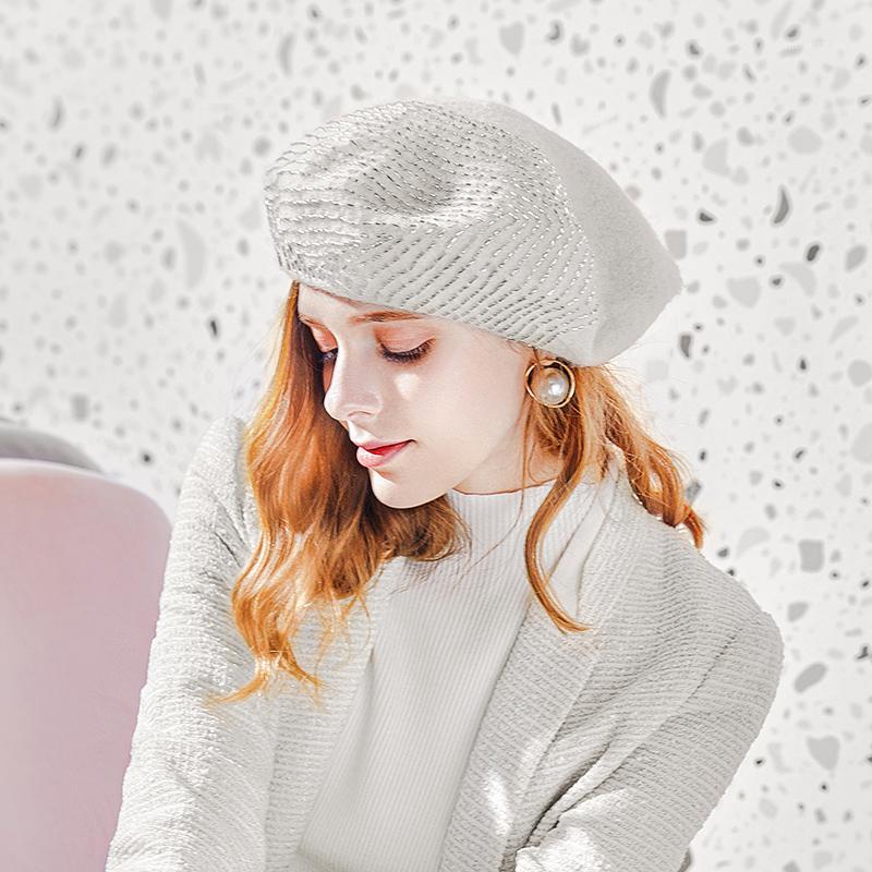 

H754 Women Beret Hat Autumn Winter Fashionable Warm Shopping Casual Cap Girl Lady High Quality Vintage All-match Simple Hats1, White