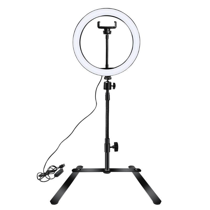 

10 inch LED Desktop Video Ring Light Selfie Remote Control Ring Lamp With Stand USB Plug Phone Clip For Makeup Youtube Live