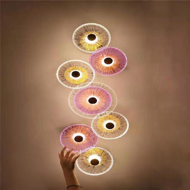 

Modern Light Luxury Bedroom Background Wall LED Wall Lamp Simple Creative Dining Hall Aisle Glass Lamp Nordic Living Room Lamps