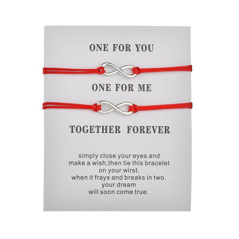 

Fashion 2Pcs/Set Together Forever Love Infinity Bracelet for Lovers Red String Couple Bracelets Women Men's Wish Jewelry Gift