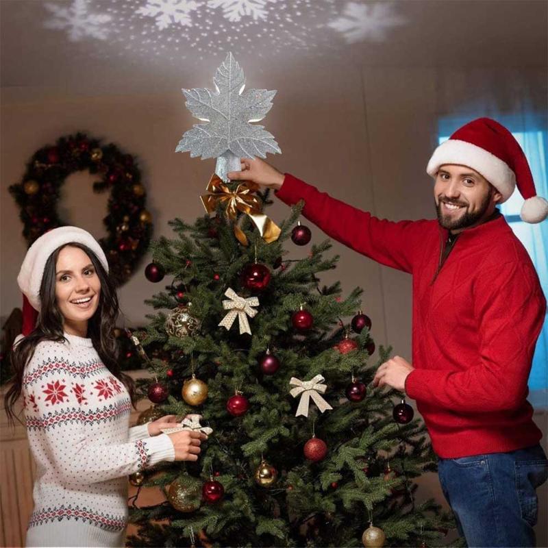 

Leaves Christmas Tree Projection Light Snowstorm Christmas Tree Dome Light Led Treetop Star Projection Lamp