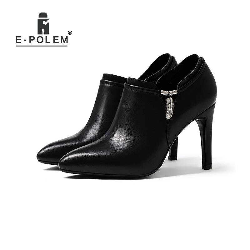 

Lady's High Heel Shoes Boots Punk Side Zip Ankle Boots Thin Heels Women Pointed Toe Teenage Girls Metal Buckle Boot, Black