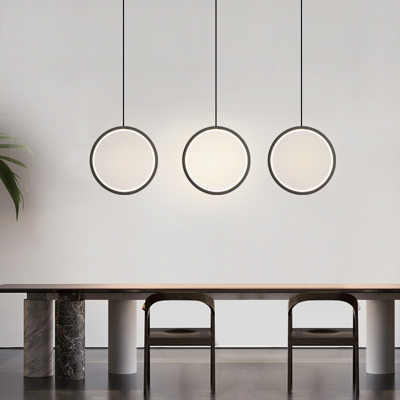 

Nordic Simple LED Long wire Suspension Hanging Lamp Living Room Modern Black White Round Pendant Lamp for Bed Side Lighting