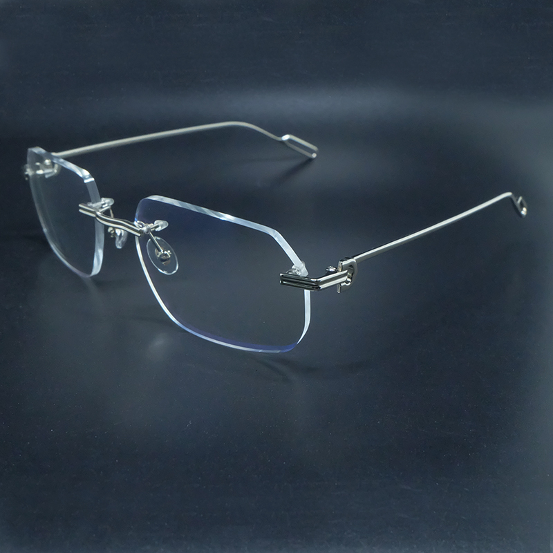 

2021 New Rimless Eyeglasses Fashion Transparent Eyewear Desinger Clear Gold Frame Espejuelos Mujer Sun Glasses for Women 85iw