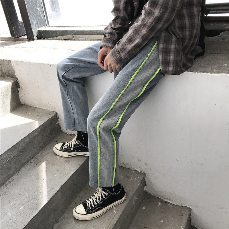 

Brim 2021 New Masculinas Primavera/inverno Nova Borda Crua Webbing De Perna Reta Jeans Solto Moda Jovem 3MVU, Smudge