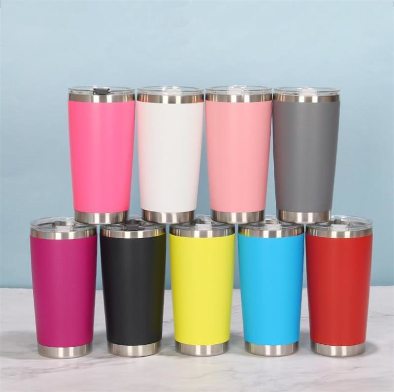

16 Colors 20oz Tumblers Stainless Steel Mugs Vacuum Insulated Double Wall Wine Glass Thermal Cup Coffee Beer Mug With Lids For Travel fy4412, As pic