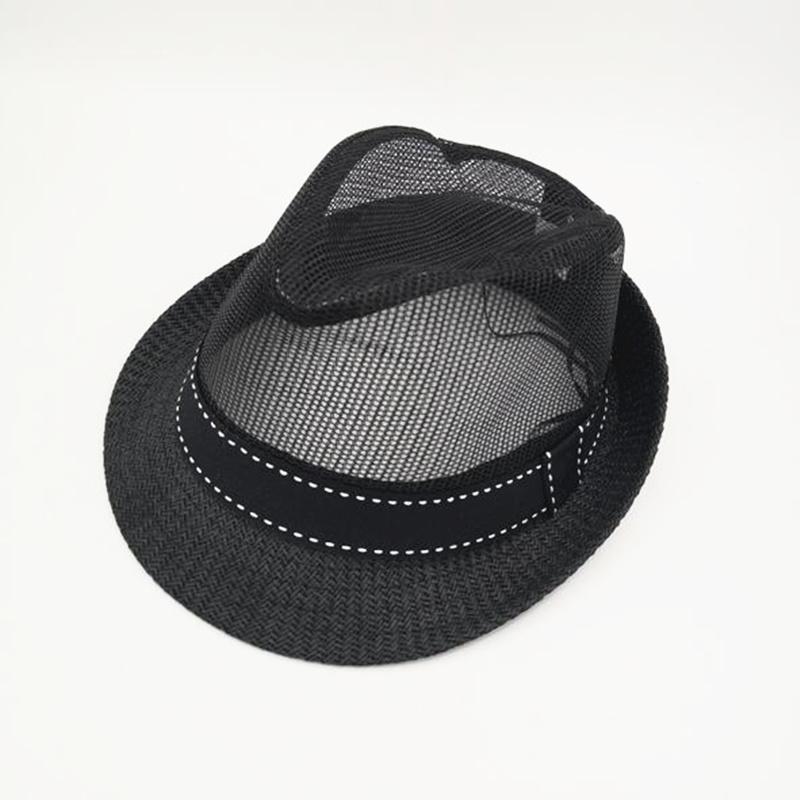 

2020 NewUnisex Women Men Fashion Summer Straw Jazz Hat Trendy Beach Sun Straw Panama Jazz Hat Cowboy Fedora Cap1, Black