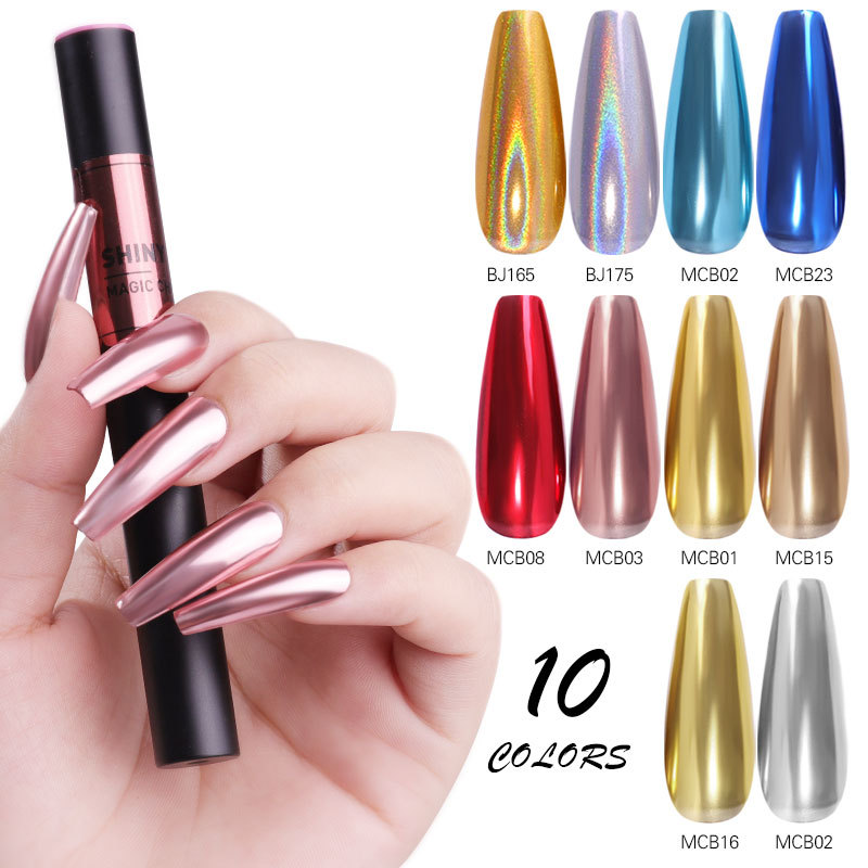 

Home Lazy nail polish glue pen Manicure Air Cushion Magic Pen Air Cushion Magic Mirror Powder Laser Gold and Silver Pen Solid, Multi