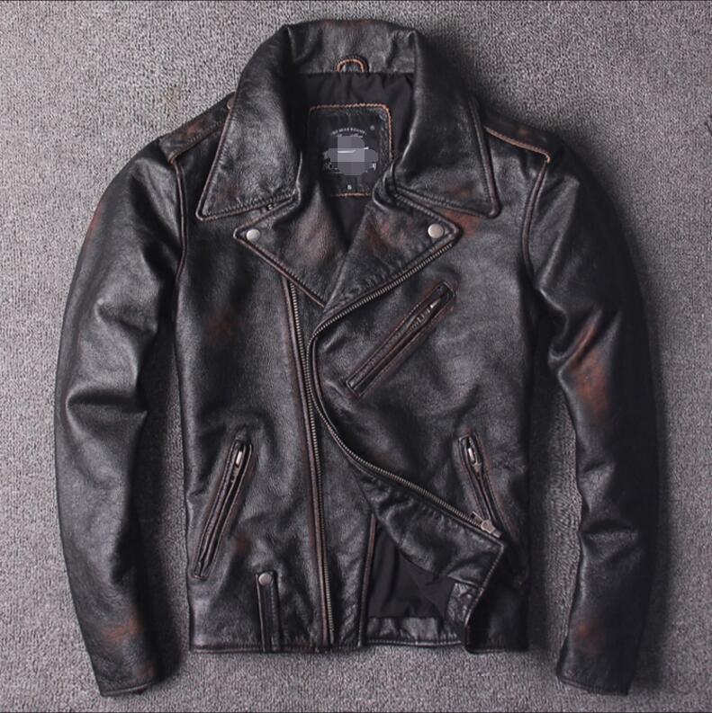 

2021 New Men of American Hand-painted Jacket Genuine Motorcycle Loose Leather Jacket. S-4xl!! TPWX, 11