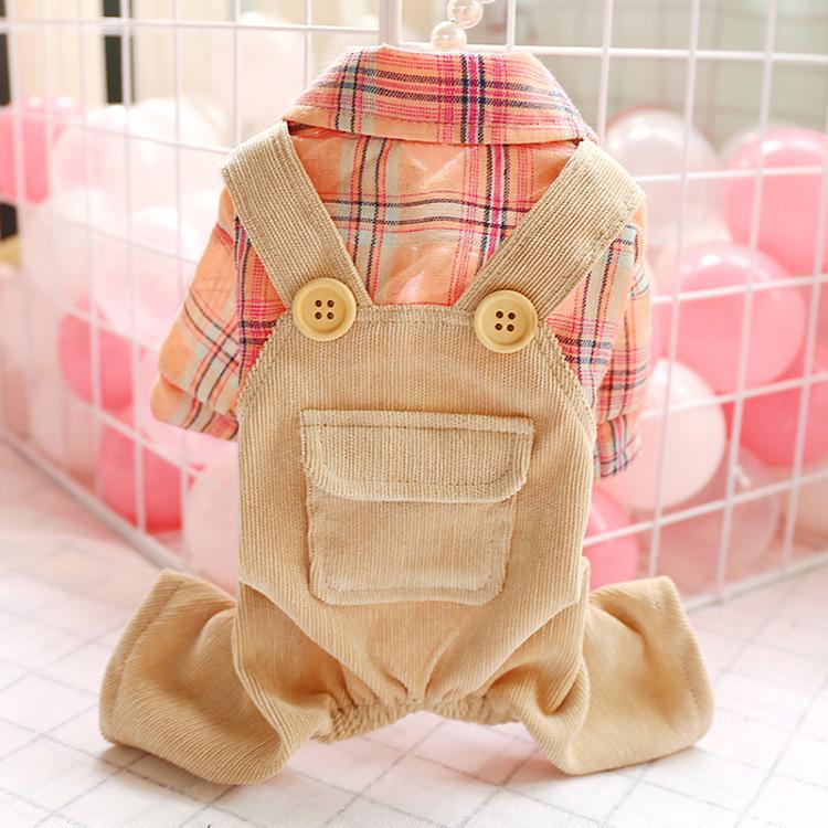 

Dog Pet Jumpsuit Hoodie Dog Dress Plaid Cat Puppy T-Shirt Coat Autumn/Winter Clothes Apperal 2 Colours, Khaki