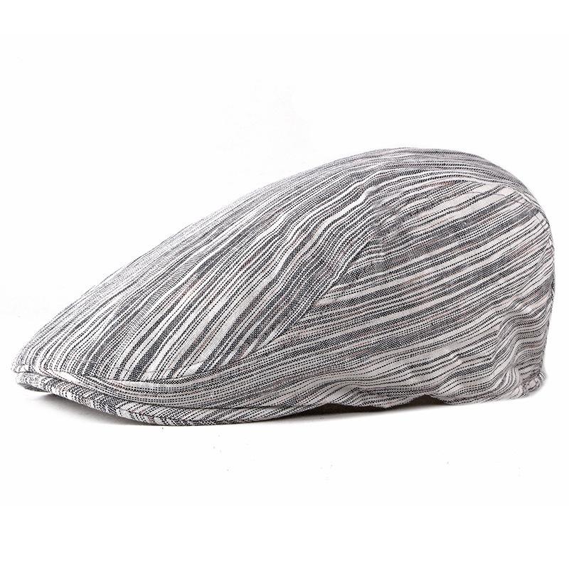 

Stripe Beret Hat Men Cotton Navy Blue Ivy Duckbill Male Casual British Vintage Summer Autumn Elastic Flat Caps New, White