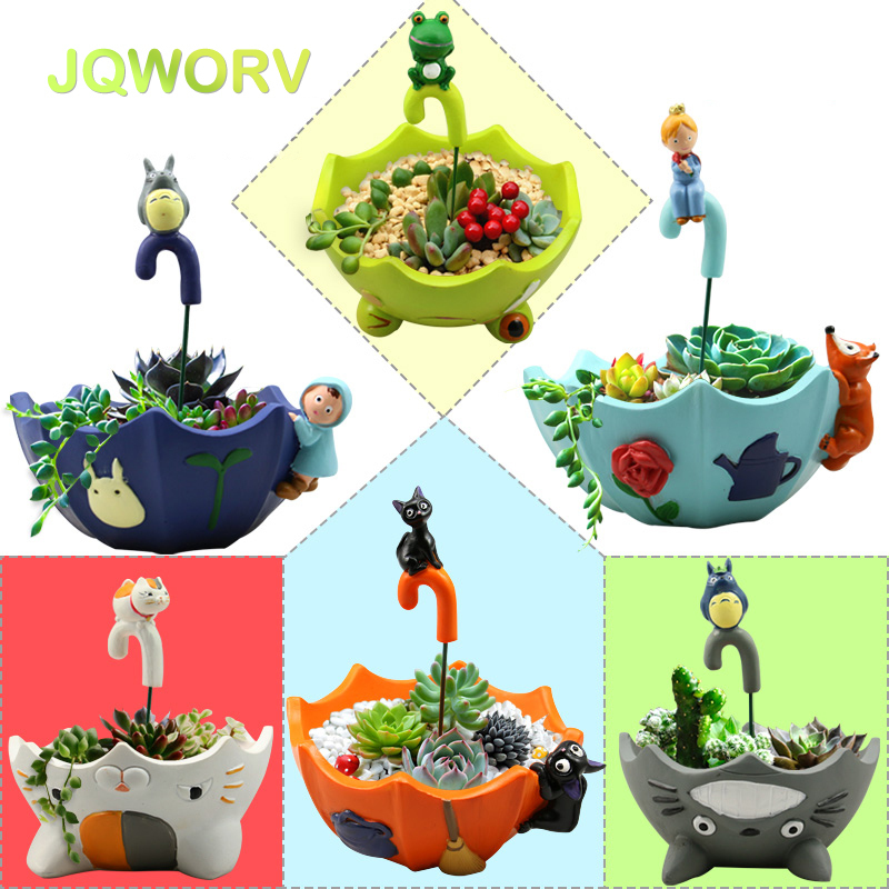 

Hot 9-Style Cartoon Cute totoro flower pot farmhouse decor Resin Creative Crafts planters Home office garden succulent plant pot T200104