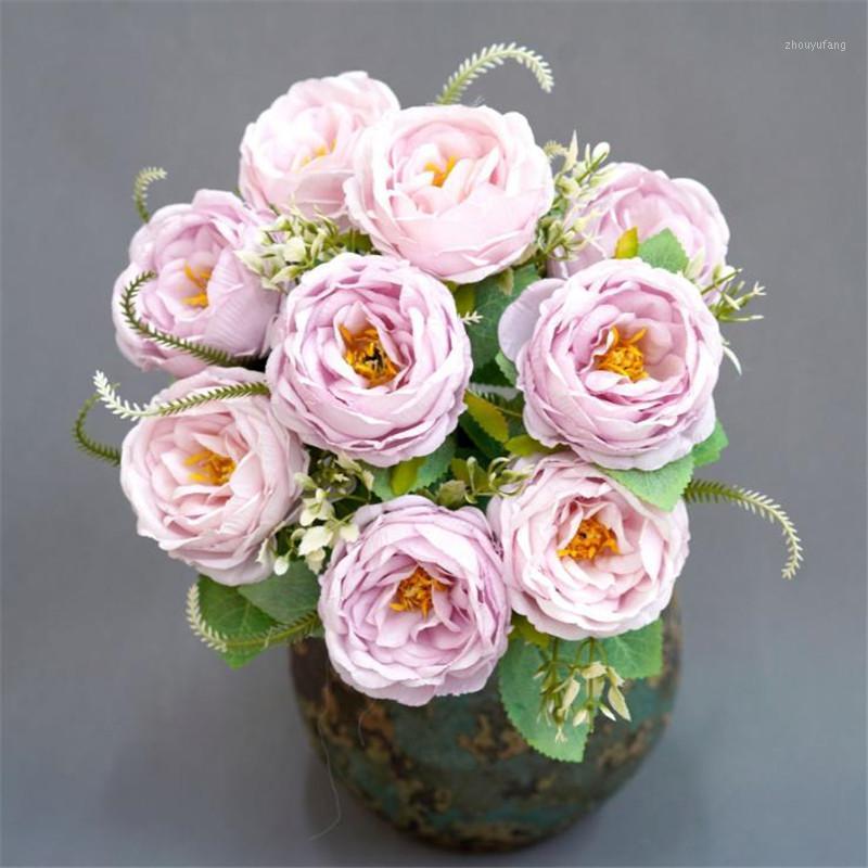 

Decorative Flowers & Wreaths 7Pcs Fake Camellia (9 Stems/bunch) 18.11" Length Simulation Spring Rose For Wedding Home Artificial