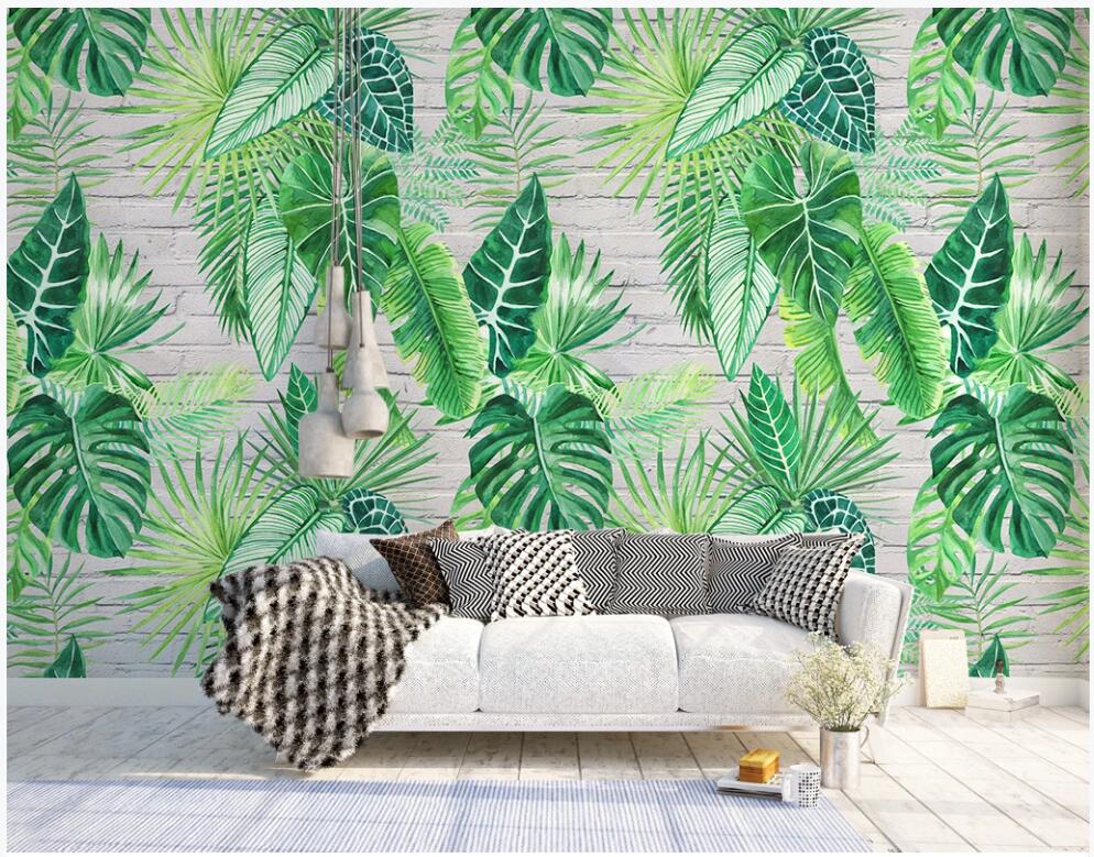 

3d wallpaper custom photo mural Tropical plants have green leaves background home decor living room 3d wall murals wallpaper for walls 3 d, Non-woven wallpaper