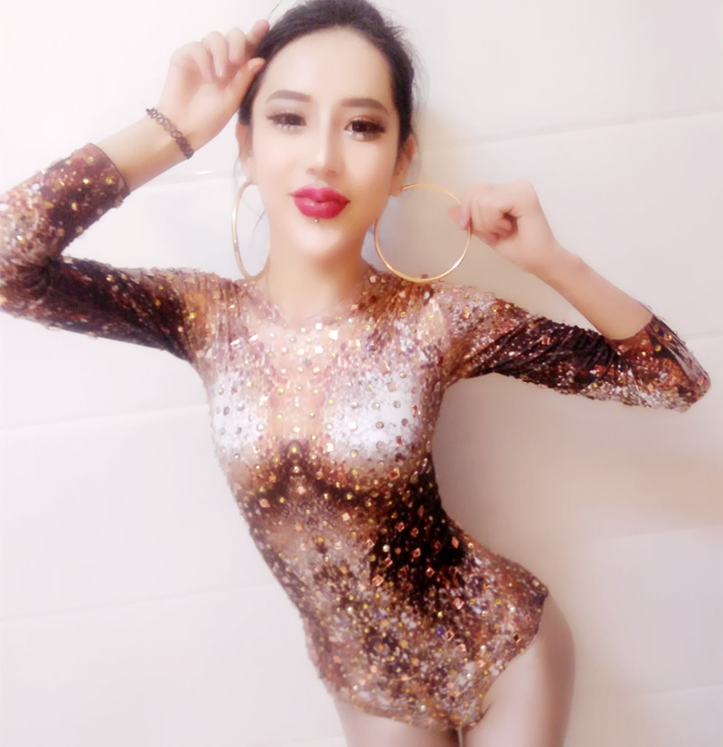 

2021 New Full-body Suit Women with Diamonds Club Attire Sexy Pole Singer Dance Jazz Clothes Stage Carnival Bra Glitter FXC4, The pictures