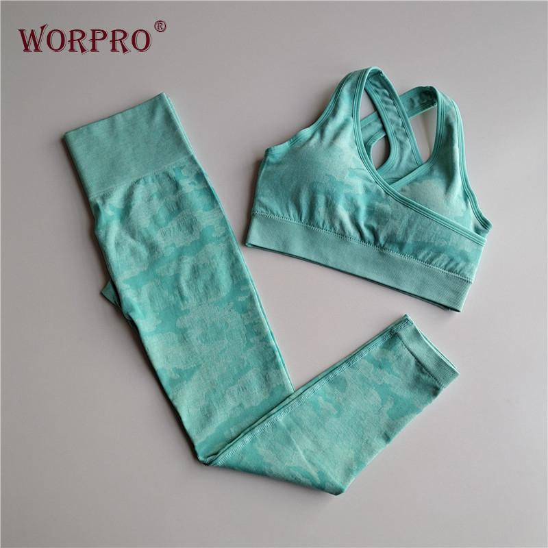 

2 piece womens gym set workout padded sports bra squat proof leggings gym wear women camo seamless yoga set fitness clothing, Berry red