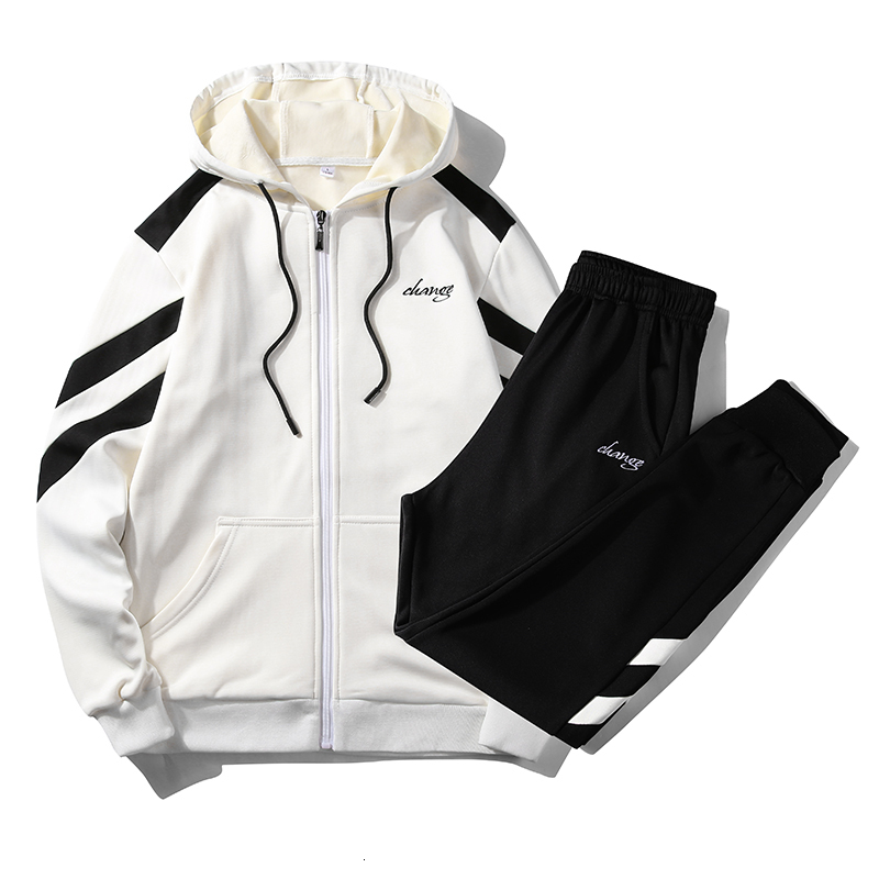 

2021 New Men Sets Hip Hop Trousers+jacket Suits High Striped Autumn Streetwear Joggers Set Fashion Men's Sportswear 4xl Ulau, Sc1988black