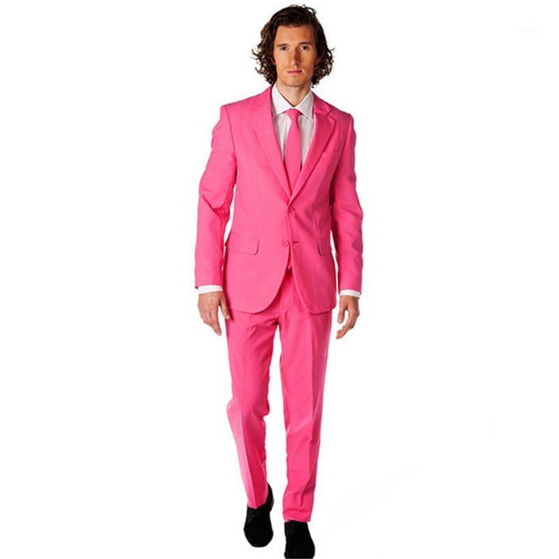 

New Fresh Pink Mens Suits 2 Pieces(Jacket+Pants+Tie) Slim Fit Notch Collar Young Men's Party One Button Groomsman Wedding 1551, Royal blue