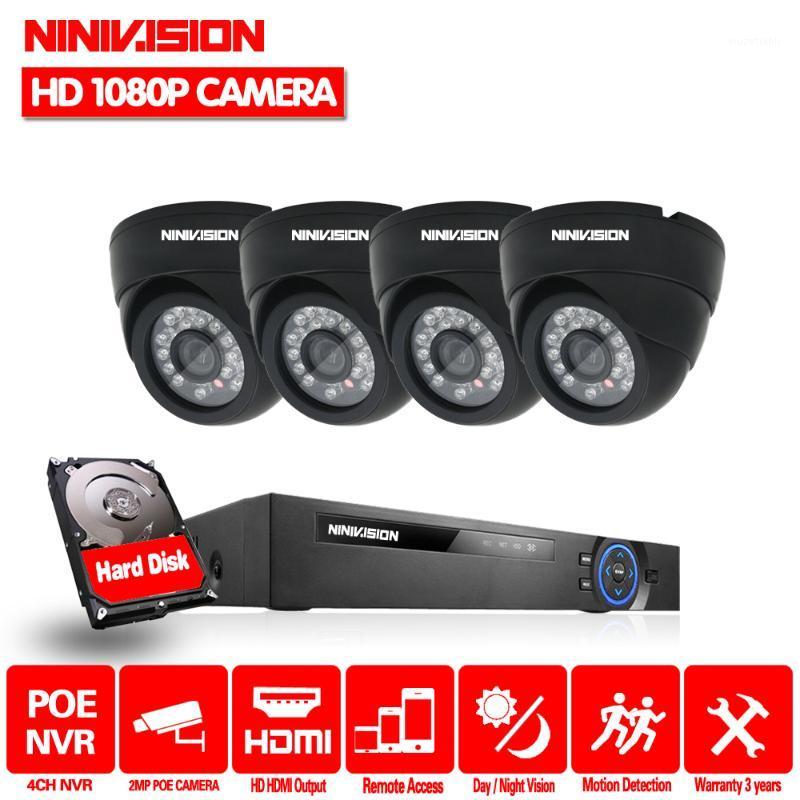 

NINIVISION 4CH 1080P Network POE NVR Kit CCTV Security System 2.0MP IP Camera indoor IR Night Surveillance Camera System 2TB HDD1