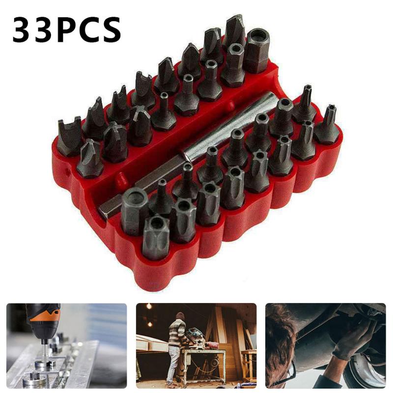 

33Pcs Screwdriver Tamper Proof Security Bits Set with Magnetic Extension Bit Holder Torx Hex Star Spanner woodworking Tools