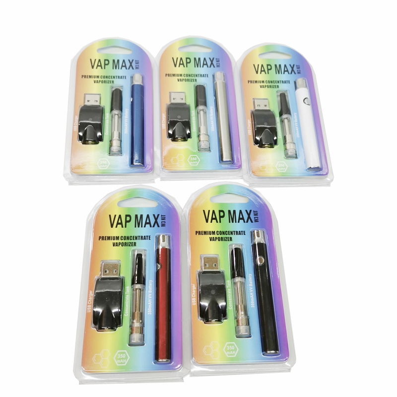

Newest Vap Max W3 Starter Kit 350mAh Vertex Preheat VV Battery Vape Pen With vape cartridge Tank Genuine DHL free shipping, Multi