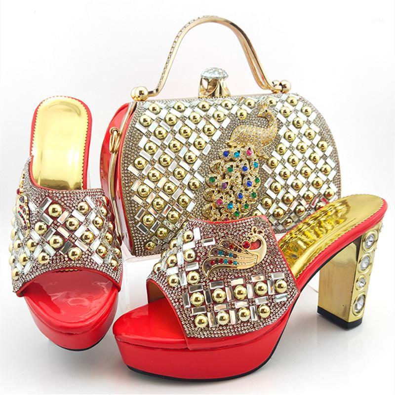 

High Quality Decoration With Rivet African Pumps Shoes And Bags Set Luxury Ladies's Dress Shoes And Bag Set For Christmas Party1, Purple