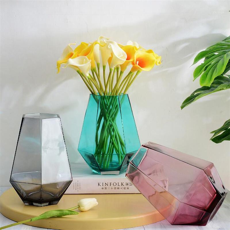 

Flone European Geometric Stained Glass Artificial Flower Vase Living Room Flower Arrangement Home Decoration Ornaments1