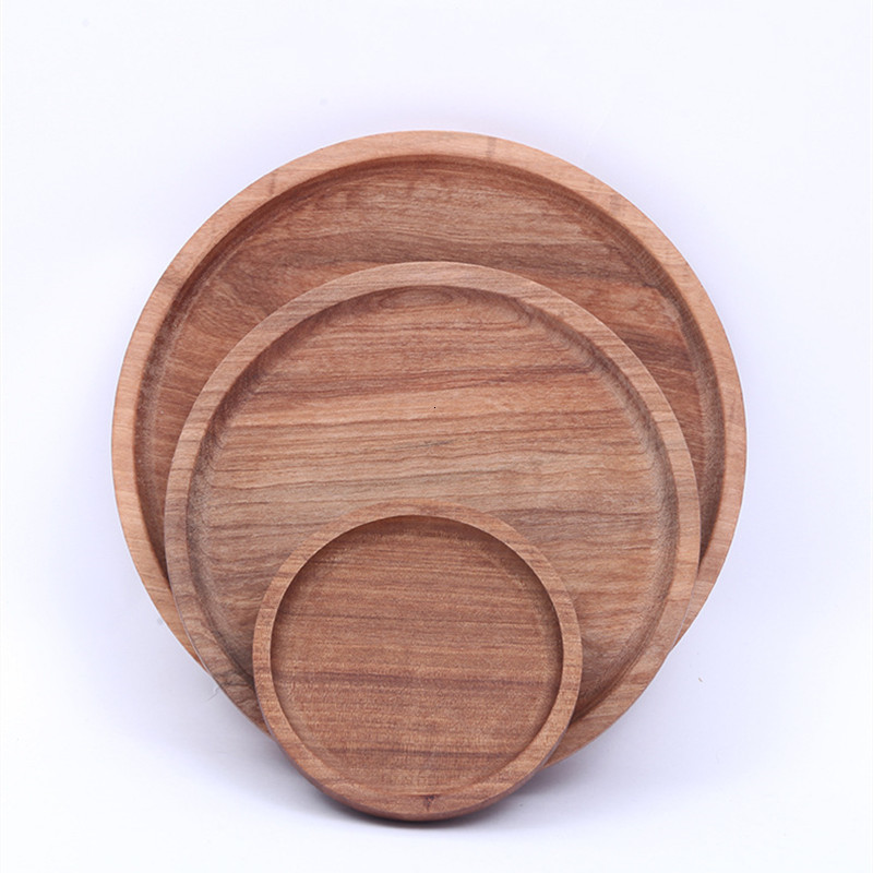 

2021 New Tableware Round Cutlery Plate Food Storage Dish Candy Fruit Dishes Saucer Tea Tray Dessert Dinner Bread Wooden Plates Wedf
