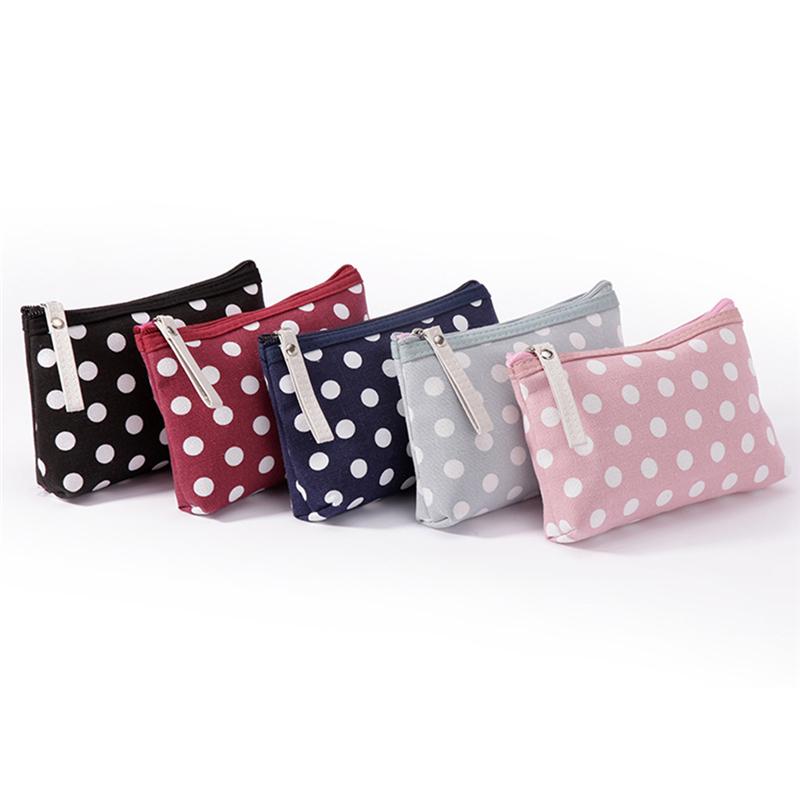 

Cotton And Linen Teenage Girl &Women Wave Point Cute Cosmetic Bag Lady Roomy Portable Small Make Up Bag Travel Organizer