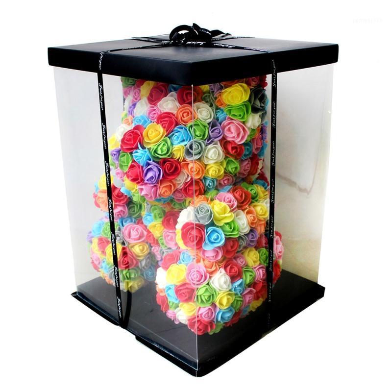 

Teddy Bear With Artificial PE Box Flower Bear Valentine's Day For Girlfriend Woman Wife Mother's Day Gift Rose1, Black